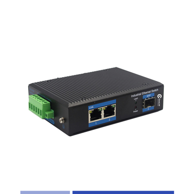 Przemysłowy konwerter światłowodowy 10/100/1000M 1 SFP z 2 portami RJ45 Single-Mode SMF Duplex 1310nm 20KM